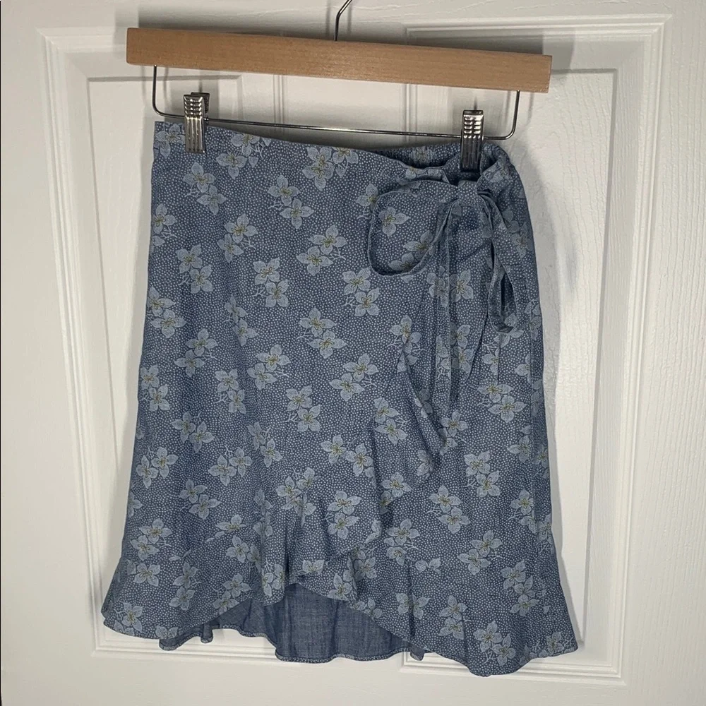 J crew Mercantile NWT 100% cotton floral faux wrap skirt size XXS